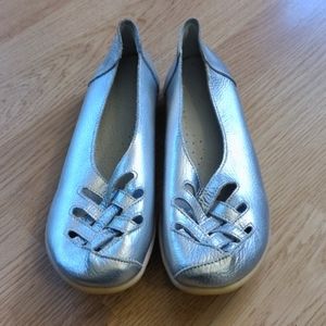 Metallic Silver Slip-on Shoes
